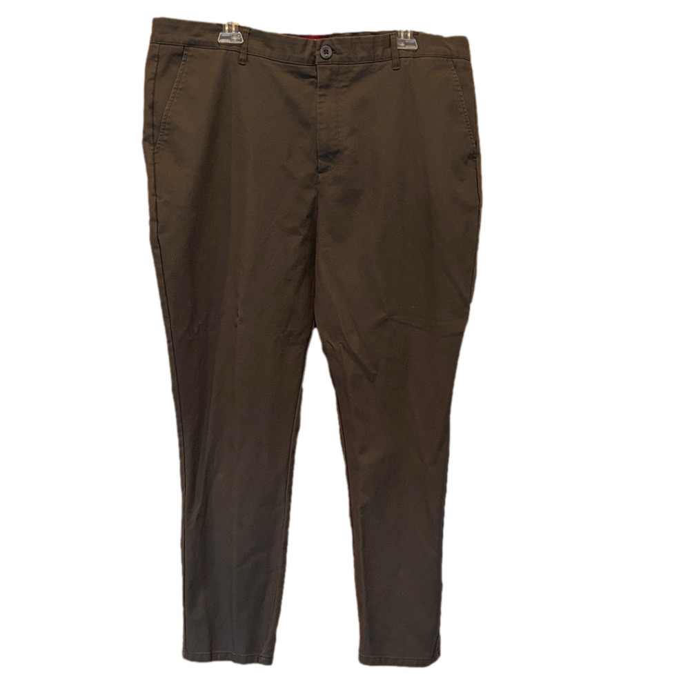 Zanella Men's Cotton Blend Flat Front Dark Grey Chino Dress Pants Size 42x30